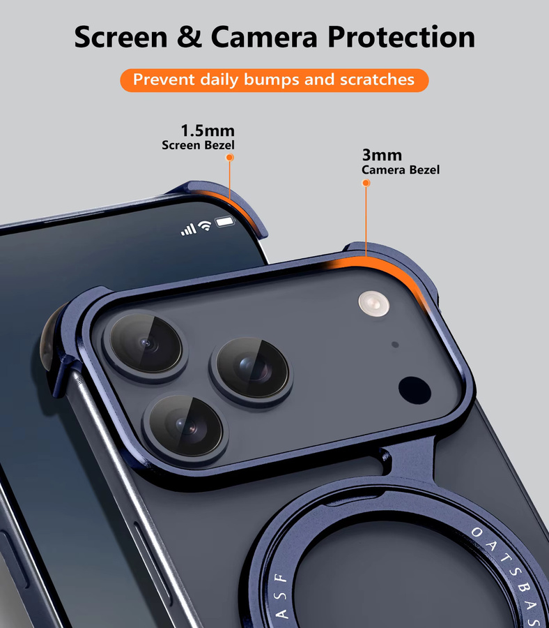 Eary Z-Form Schutzhülle für iPhone 17 Pro Max mit 360 Grad drehbarem magnetischem Ständer in Schwarz oder Blau - Bild 3