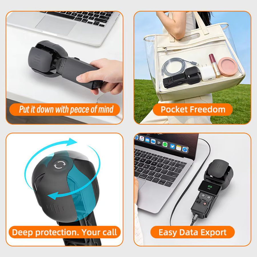 DJI Pocket 4 Gimbal Flexibles Snap-On-Gehäuse in Schwarz mit Schnellverschluss und Anti-Drop-Schutz - Bild 4