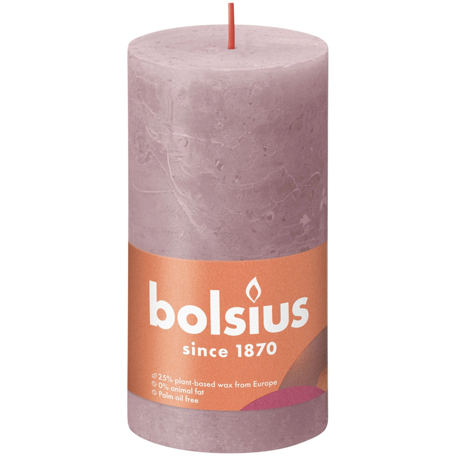 Bolsius Rustik-Kerze Shine Eschenrose in Rosa, Durchmesser: 68 mm, Höhe: 130 mm - Bild 2