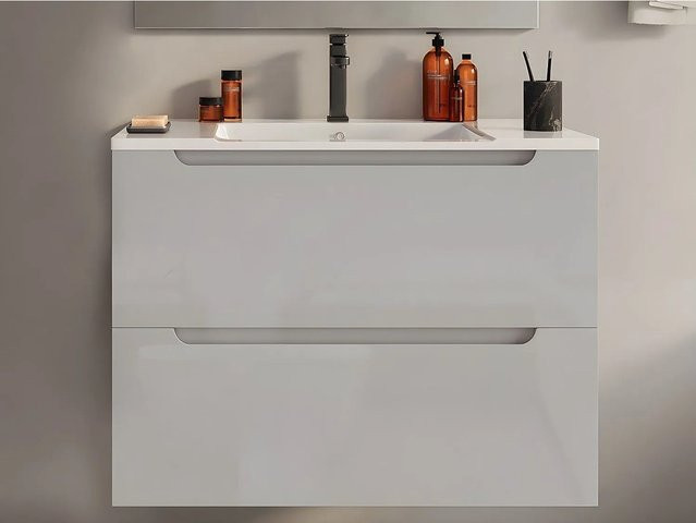 Vente-unique Einzelwaschtisch Stefanie in Weiß, Breite: 80 cm - Bild 1