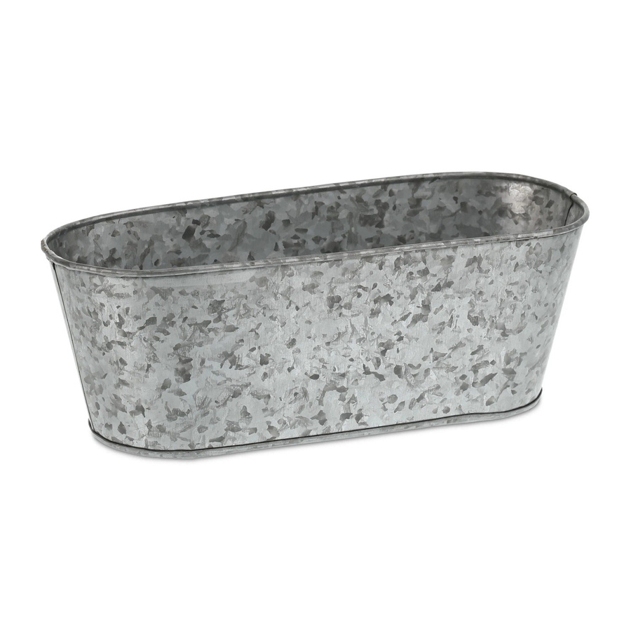 Relaxdays Zinkwanne Oval 6er Set aus verzinktem Eisen in Silber, B/T/H: 30,5 x 11 x 13,5 cm - Bild 2