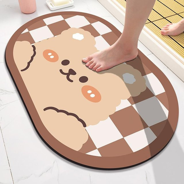 Yiran Furniture Cartoon Bodenmatte aus Diatomeenerde mit Tier-Motiv, rutschfest und schnelltrocknend, B/T: 60 x 40 cm - Bild 1