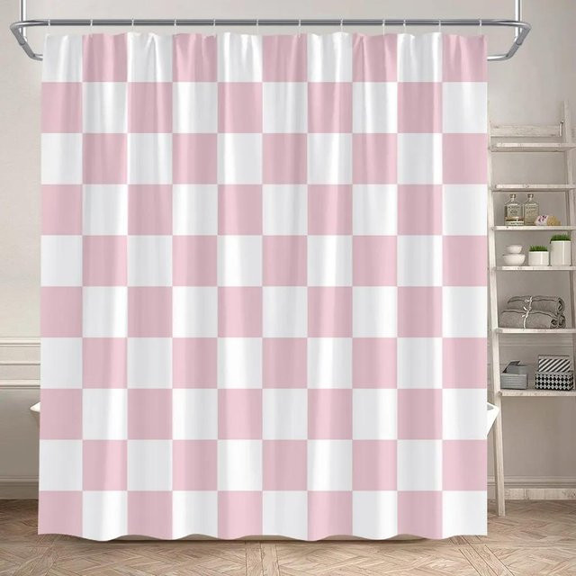 Dai Jiaochuan Duschvorhang mit schwarz-weiß gestreiftem geometrischem Muster aus Polyester, Breite: 110 cm, Höhe: 175 cm - Bild 1
