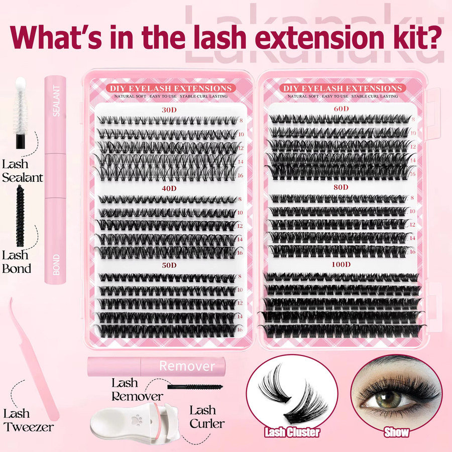 LAKANAKU Wimpern-Cluster-Set, D-Curl, Natürliche Cluster-Wimpern - Bild 3
