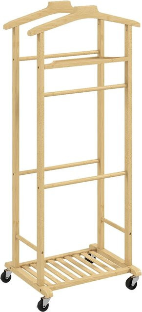 HOMCOM Kleiderständer aus Bambus in Naturholz mit Valet-Stand, B/T/H: 33,7 x 47,0 x 105,5 cm - Bild 1