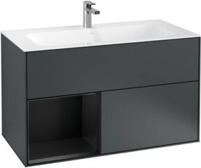 V&B Waschtischunterschrank Finion mit Wandbeleuchtung, lackiert, B: 99,6 cm, T: 49,8 cm - Bild 1
