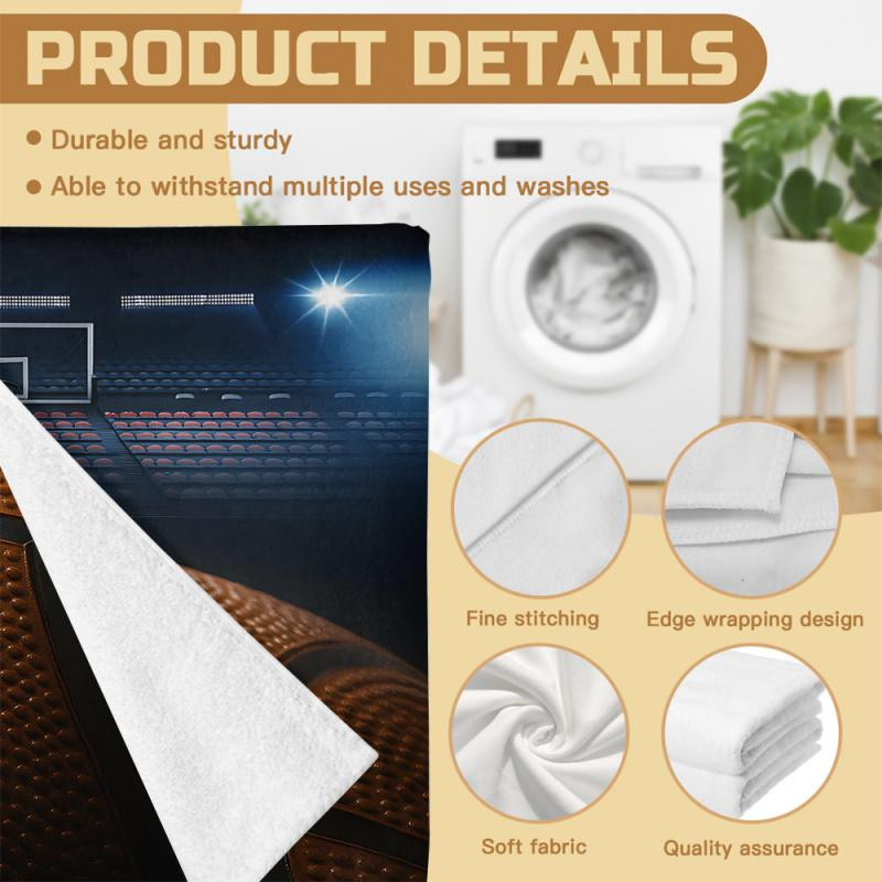 Schnelltrocknendes Strandtuch mit Basketball-Design von JMG Household Supplies, vielseitiges Pool- und Campinghandtuch in Multicolour, B/H: 75 x 150 cm - Bild 6