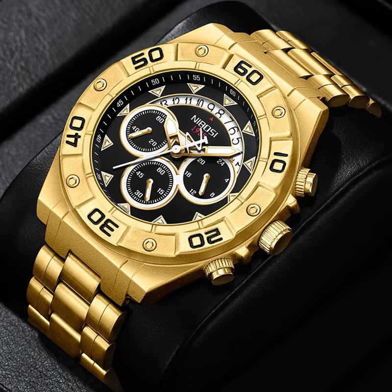 NIBOSI Armbanduhr Edelstahl, Gold, Quarz, Herren - Bild 2