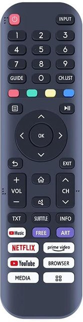 Hisense Ersatzfernbedienung für HD Smart TV Modelle 70S5 65A7500F 65A7100F EN2J30H in Schwarz - Bild 1