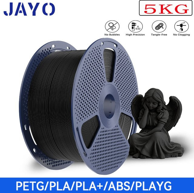 JAYO 3D-Drucker Filament 1,75mm Schwarz, 5kg Set für FDM Drucker (PETG, PLA, PLA Plus, PLA Matt, ABS) - Bild 1
