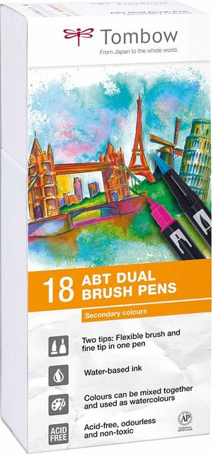 Tombow ABT Dual Brush Pen Set mit 18 Sekundärfarben in Multicolour - Bild 1
