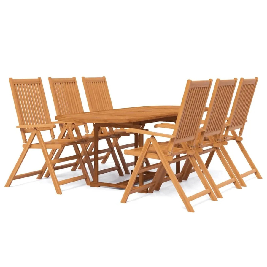 vidaXL 7-teilige Garten-Essgruppe aus Akazien-Massivholz, Braun, ausziehbar, B/T/H: 180 x 90 x 75 cm (ausziehbar auf 240 cm) - Bild 2
