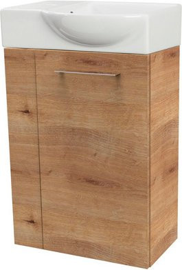 FACKELMANN Waschplatz-Set SBC Gäste Bad in AstEiche Braun, B/T/H: 45,5 x 32,0 x 70,5 cm - Bild 1