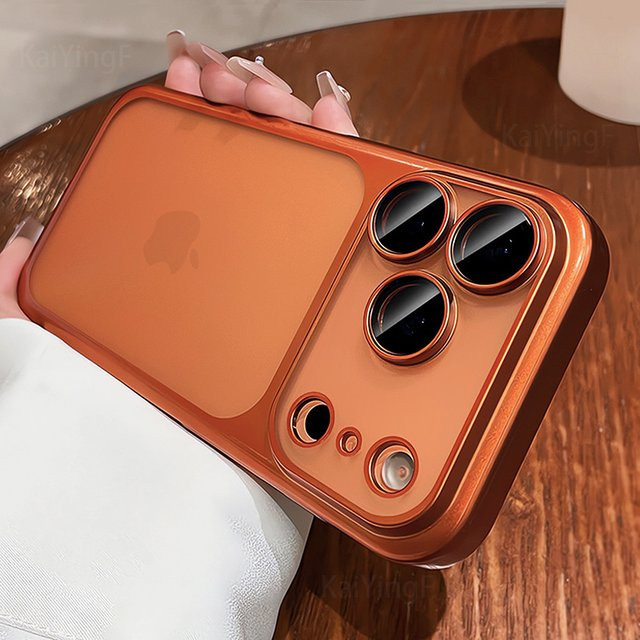 KaiYingF Matte Silikon Handyhülle mit galvanisiertem Bumper für iPhone 11 bis iPhone 17 Pro Max Air Plus in Blau und Orange - Bild 1