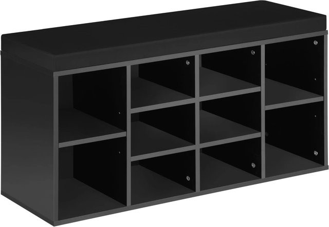 tectake Schuhschrank für 10 Paar Schuhe mit abnehmbarem Sitzpolster, Schwarz, B/H/T: 103,5 x 30,0 x 48,0 cm - Bild 2