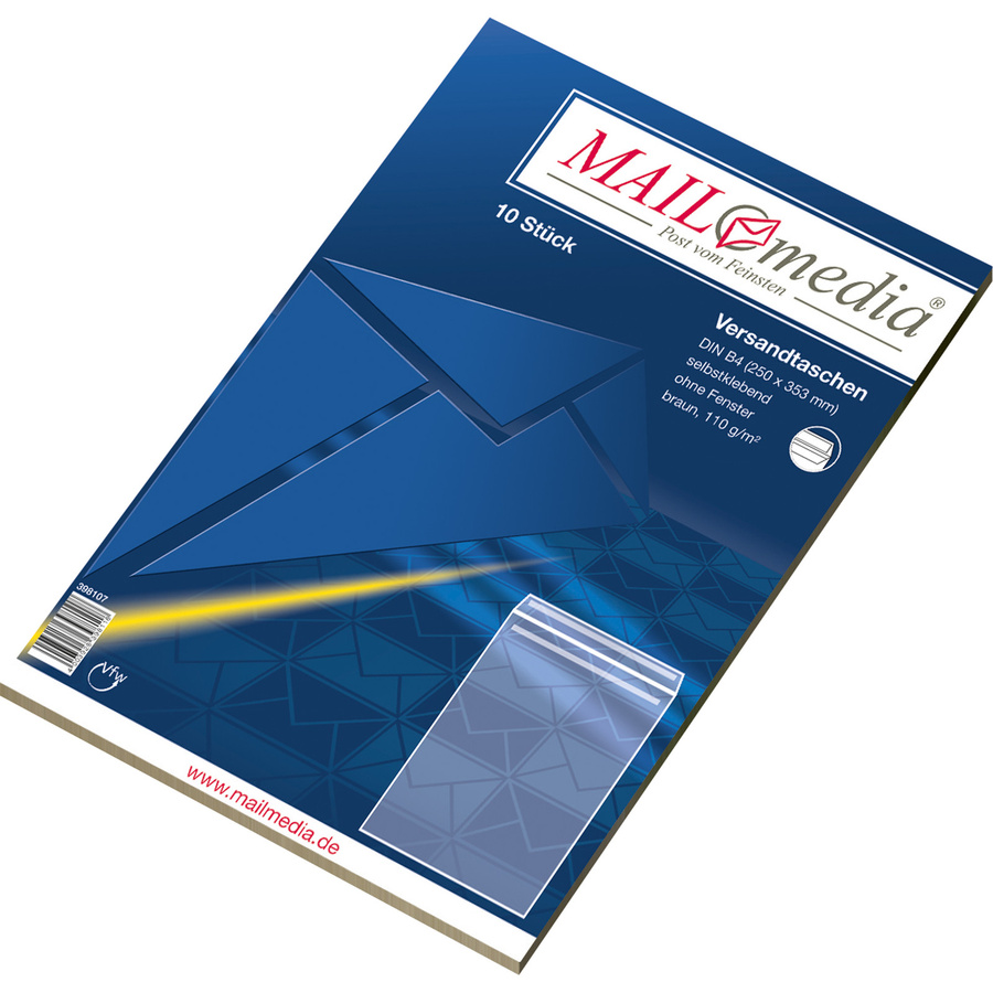 MAILmedia Versandtasche DIN B4 ohne Fenster aus Kraftpapier, braun, 10 Stück - Bild 2