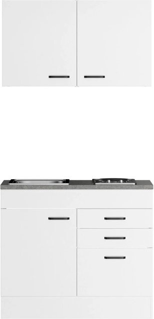 OPTIFIT Miniküche Bonn214 in Weiß mit Türen und Schubladen, B: 100 cm, T: 60 cm, H: 210 cm - Bild 1