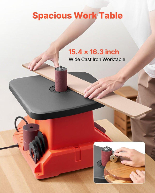 Oszillierender Tisch-Spindelschleifer von Buying Solutions, MB in Orange mit 2000 U/min, 16 mm Hub und Arbeitstisch Breite: 39,0 cm, Tiefe: 42,5 cm, Höhe: 42,0 cm sowie 6 Schleifhülsen - Bild 6
