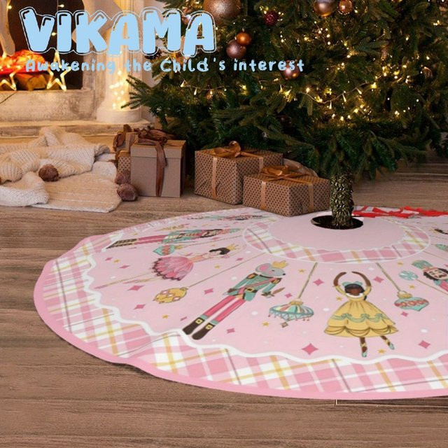VIKAMA Weihnachtsbaumrock Pink Edition mit Nussknacker-Motiv für deine festliche Weihnachtsdekoration - Bild 1