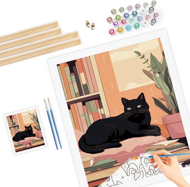 RUOPOTY Malset Malen nach Zahlen mit Tier-Motiv, DIY-Set mit Farbmarkierungen und Zeichenpinsel, Multicolor - Bild 1