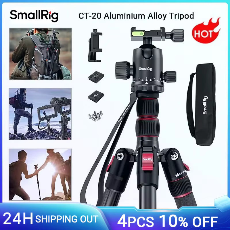 SmallRig Klappbares Kamerastativ und Monopod aus Aluminium mit 360 Grad Kugelkopf und Schnellverschluss für dein Smartphone in Schwarz, Höhe: 198 cm - Bild 2