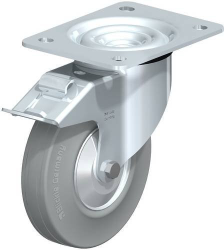 Blickle Lenkrolle L-RD 140R-FI-VLI-FA mit Feststeller, grau, verzinkter Stahl, Rad-Durchmesser: 14 cm, Tragfähigkeit: 175 kg - Bild 1