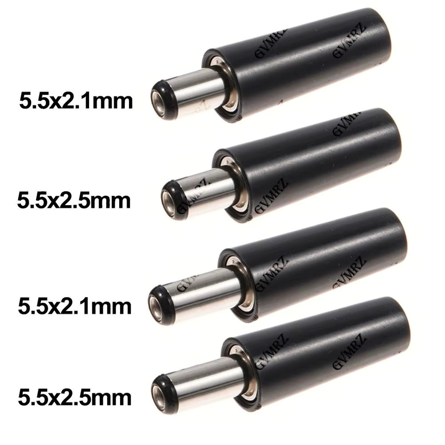 10 Stück DC-Netzstecker DC005 als männliche Rundstecker in Schwarz, Drahtschweißtyp, 5,5 x 2,1 mm und 5,5 x 2,5 mm - Bild 2