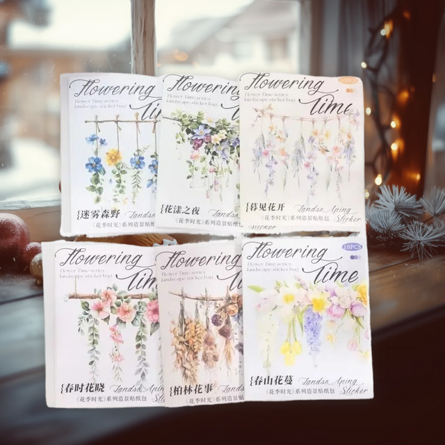 10 Stück Vintage Aufkleber-Set leaffei Blumen-Saison-Serie in Multicolour für Scrapbooking und Collagen - Bild 1