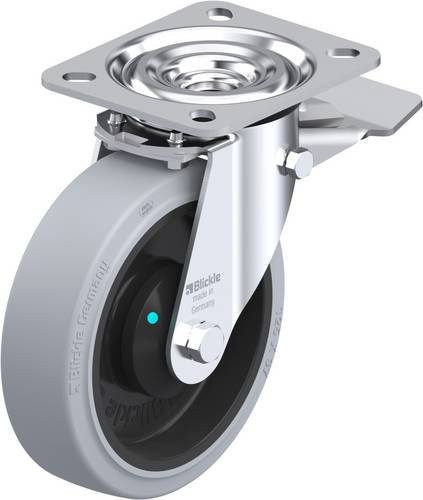 Blickle Lenkrolle L-POEV 125KAD-ST-SG mit Feststeller in Grau, Schwarz und Blau, Rad-Durchmesser: 125 mm, Tragfähigkeit: 250 kg - Bild 1