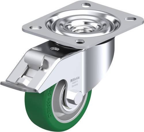 Blickle L-ALST 80K-FI Lenkrolle mit Feststeller, Rad-Durchmesser: 80 mm, Tragfähigkeit: 200 kg, Farbe: Silber - Bild 1