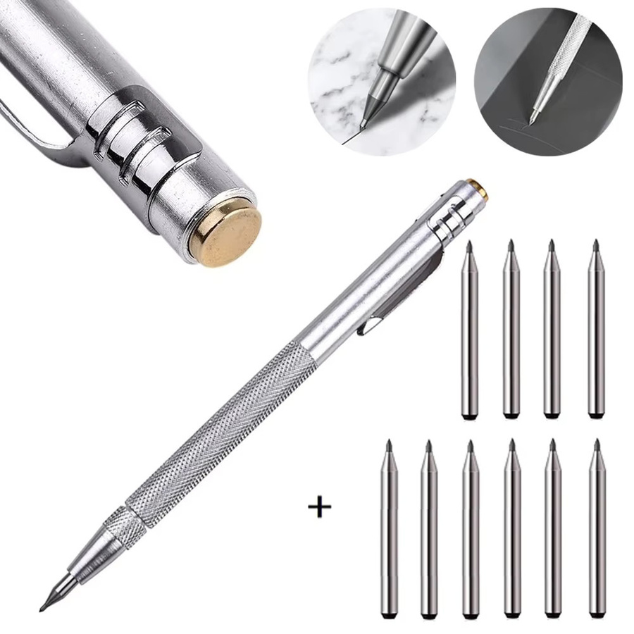 11-teiliges Set Anreißstifte aus Legierung mit Hartmetall-Spitzen für Metall, Holz, Glas und Fliesen in Silber - Bild 2