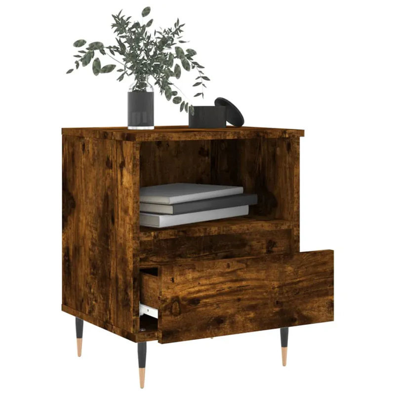 Vidaxl Nachttische 2er Set in Räuchereiche Braun im Industrial Design aus Holzwerkstoff und Metall, B/T/H: 40 x 35 x 50 cm - Bild 5