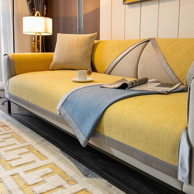 Frost Gold Satin Sofakissenbezug Modern Gelb B/B: 70 x 70 cm - Bild 1