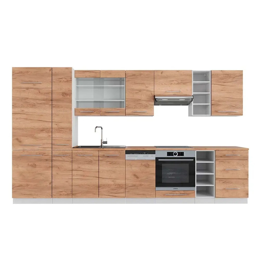 Vicco Fame-Line Küchenzeile Goldkraft Eiche und Weiß, Breite: 355 cm - Bild 2