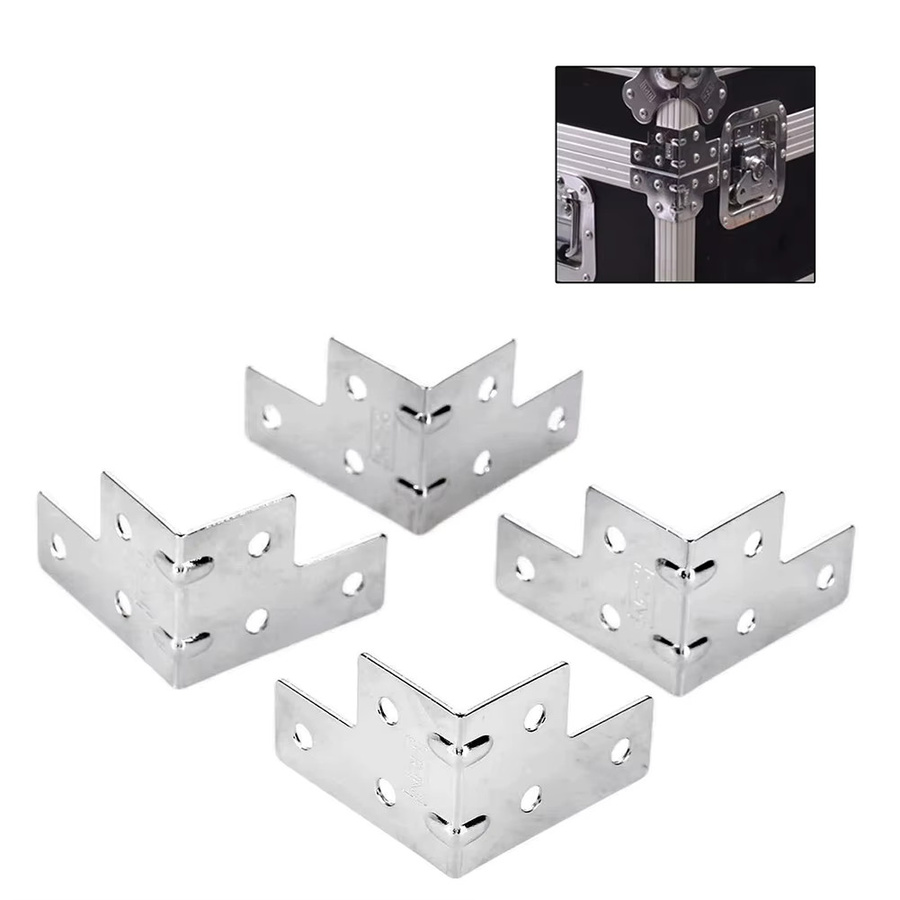 8er Set Flight Case Eckenschutz in Silber, Rechteckige Winkel-Halterung für Boxen, Maße: B: 55 mm x T: 40 mm - Bild 3