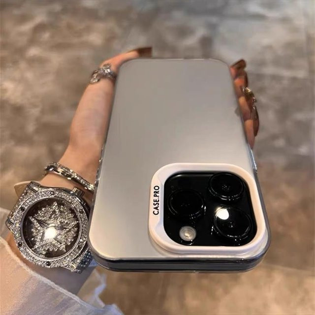 Stoßfeste Handyhülle Yiran Bag in Silber mit mattem Galvanik-Finish für iPhone 11 bis iPhone 16 Pro Max Plus X Xs Max XR - Bild 1