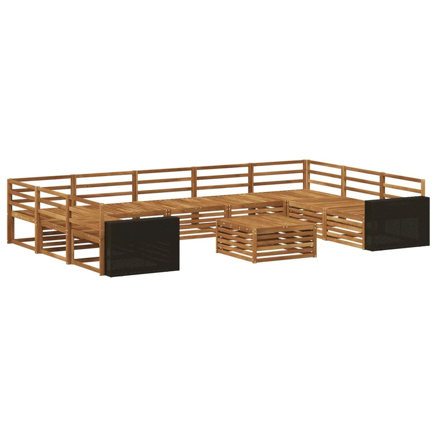 vidaXL Outdoor-Sofagarnitur aus Massivholz Akazie in Natur Braun, 10-teiliges Set mit modernem Design - Bild 2