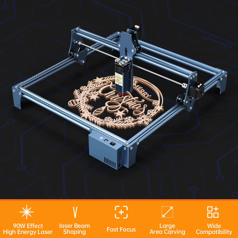 SCULPFUN S9 Lasergraviergerät aus Vollmetall für ultrafeine Gravur und präzises Schneiden von Holz und Metall mit festem Fokus - Bild 3