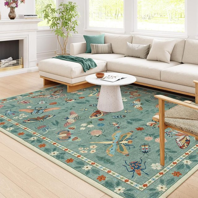 Facaishu Teppich mit tropischem Regenwald-Motiv in Grün für Wohnzimmer und Schlafzimmer - Bild 1