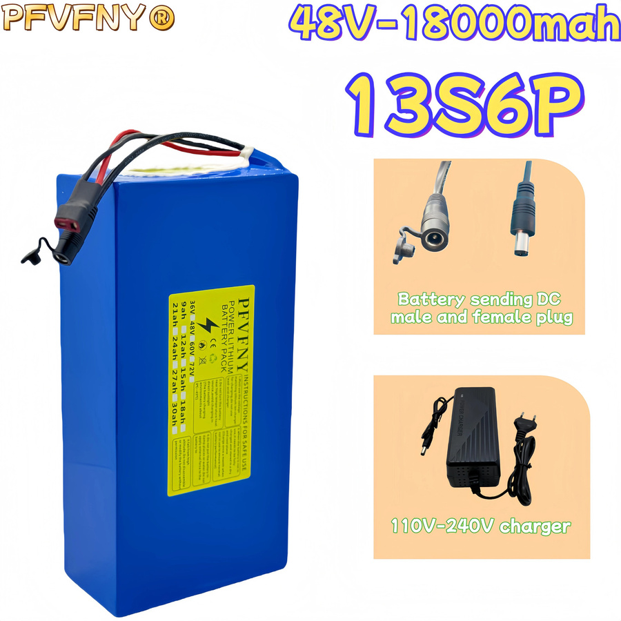 Lithium-Ionen-Batteriepack 48V 18Ah 13S6P in Blau für Motorleistungen von 500W bis 2000W - Bild 4
