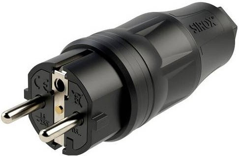 SIROX Schutzkontaktstecker aus Gummi IP54 in Schwarz - Bild 1