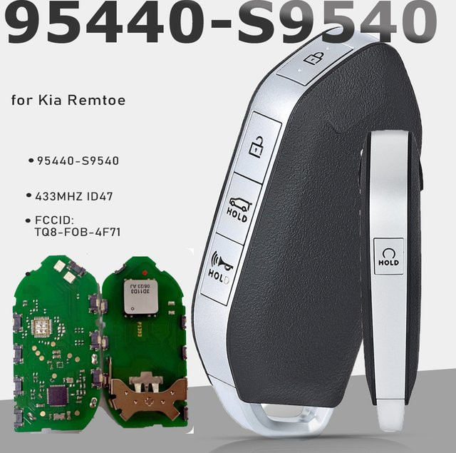 KEYECU Smart Remote Key FOB 5 Tasten ID47 433 MHz Keyless Go für Kia Telluride 2023, Schwarz - Bild 1
