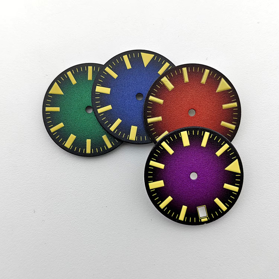 Manbushijie Zifferblatt, grün-blaues rotes Leuchtzifferblatt, 28,5 mm, Unisex - Bild 1