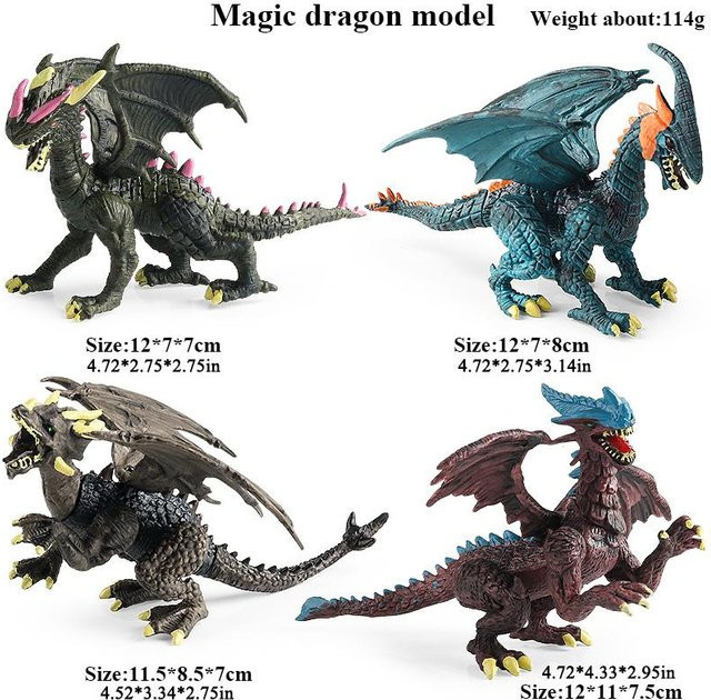 Oenux JURASSISCHE WELT Fliegender Magischer Drache Dinosaurier Actionfiguren 4-teiliges Set - Bild 1
