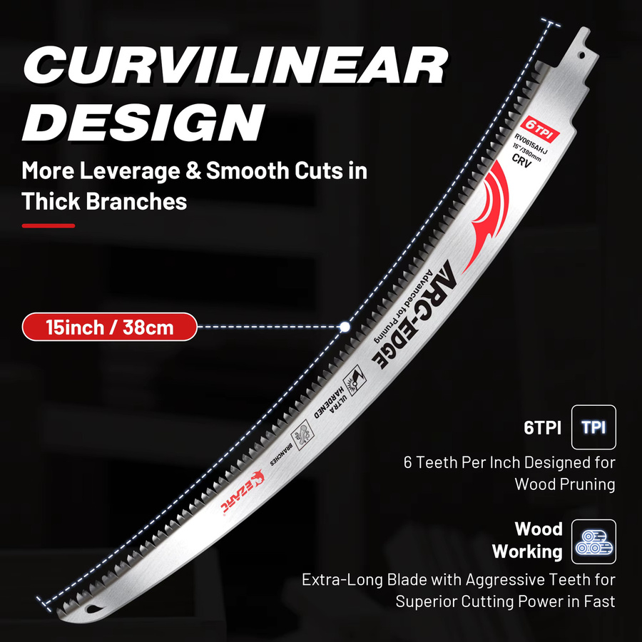 EZARC Arc Edge Japanische Sägeblätter aus CRV für Baumschnitt und Holz, Farbe: Silber, Länge: 380 mm - Bild 2