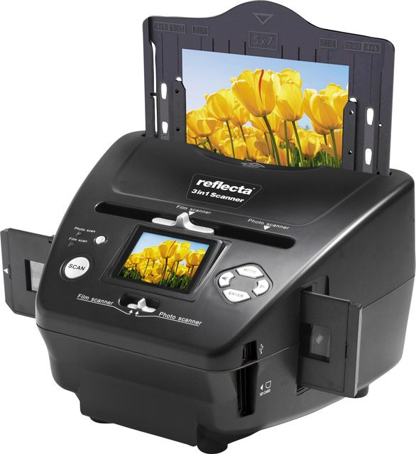 Reflecta 3in1 Scanner für Film und Slides, 1800 x 1800 DPI, 24 Bit, Schwarz mit LCD und CMOS-Sensor - Bild 1