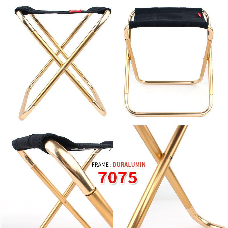 Tragbarer Falthocker aus 7075 Aluminiumlegierung und Oxford-Tuch in Schwarz für Outdoor, Camping und Angeln - Bild 2