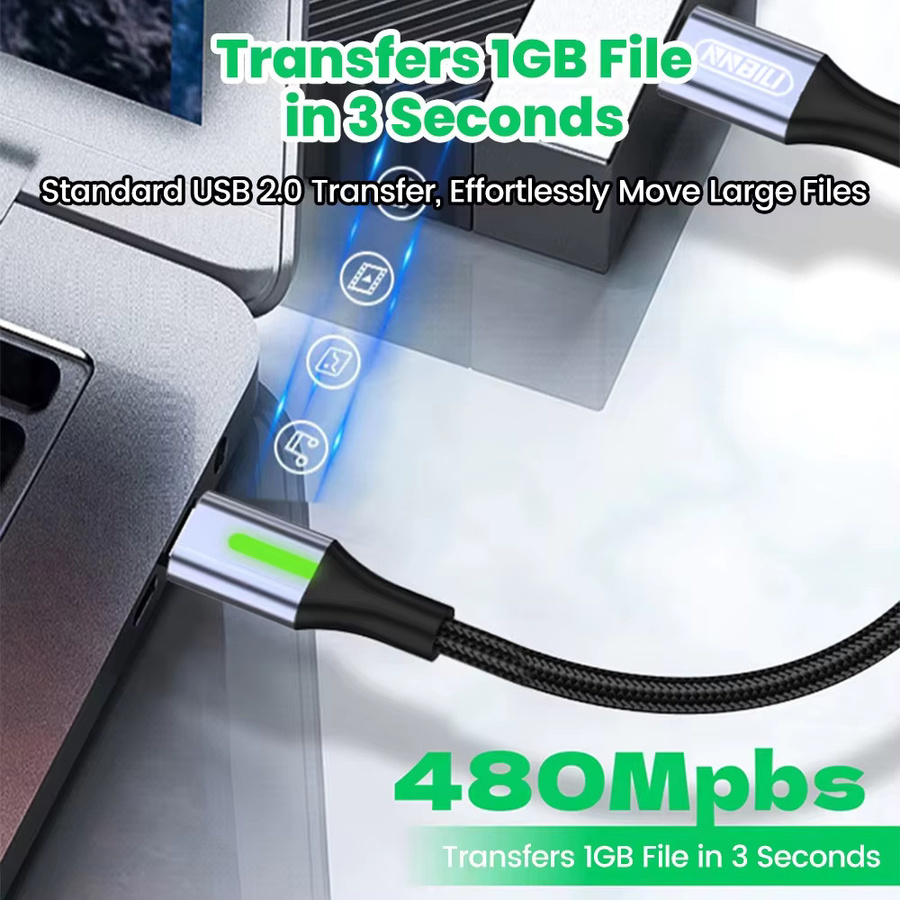 NNBILI USB-C zu USB-C Datenkabel mit kurzem Ellenbogen-Design in Schwarz für schnelles Aufladen von iPhone 16, 15, Xiaomi, Samsung und Huawei - Bild 6