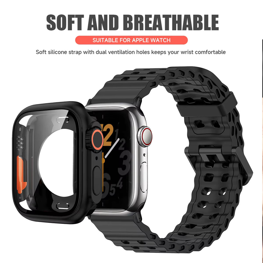 FancyWrist Sportarmband mit Hülle und Schutzfolie, Silikon, Schwarz, Unisex - Bild 4