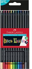 Faber-Castell Black Edition Buntstifte im 12er Etui, farbsortiert, schwarzes Holz, Dreikantform - Bild 2